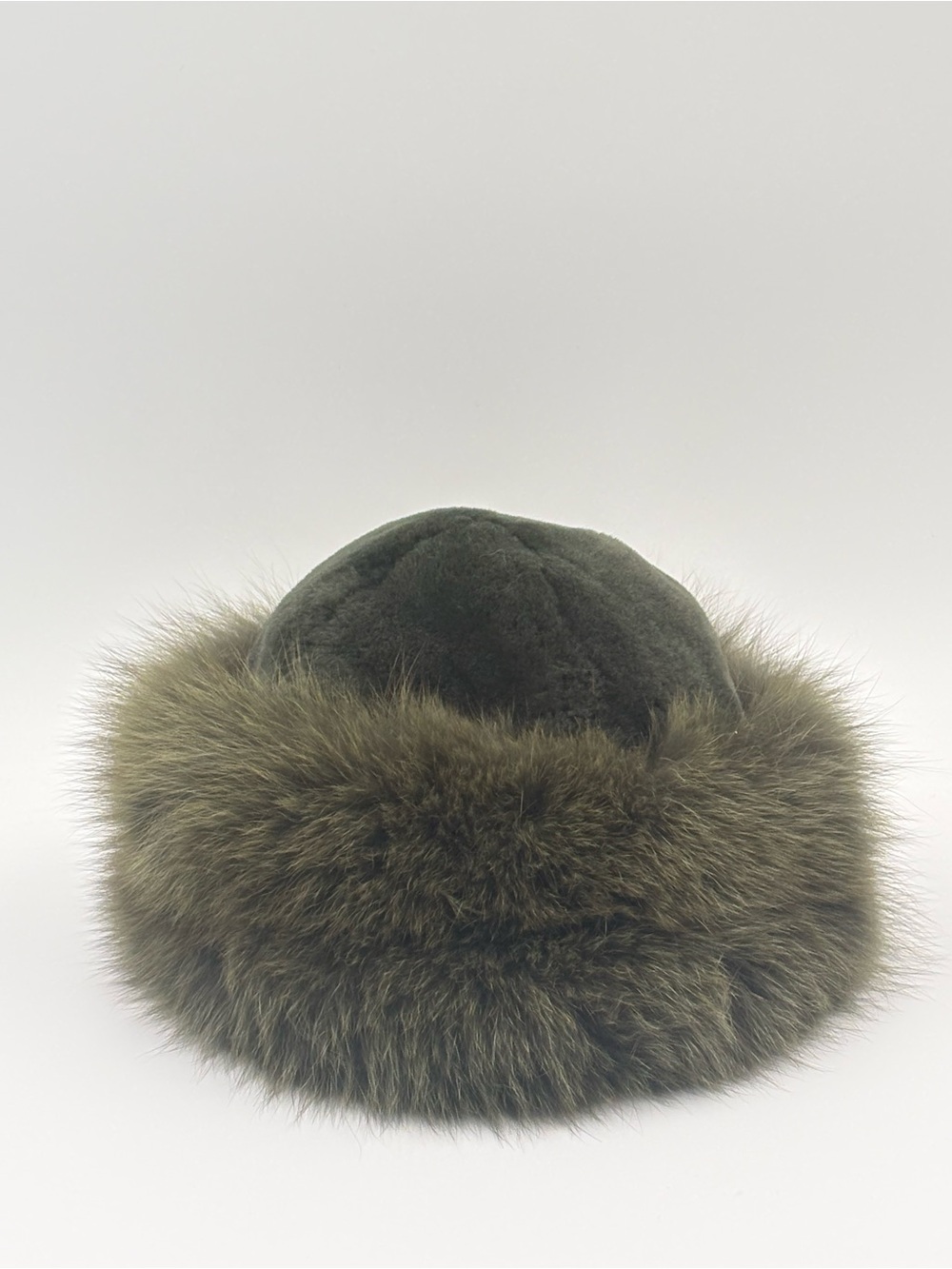 Vintage Real Fox Fur Hat Made Italy Olive Brown Cossack Winter Hat